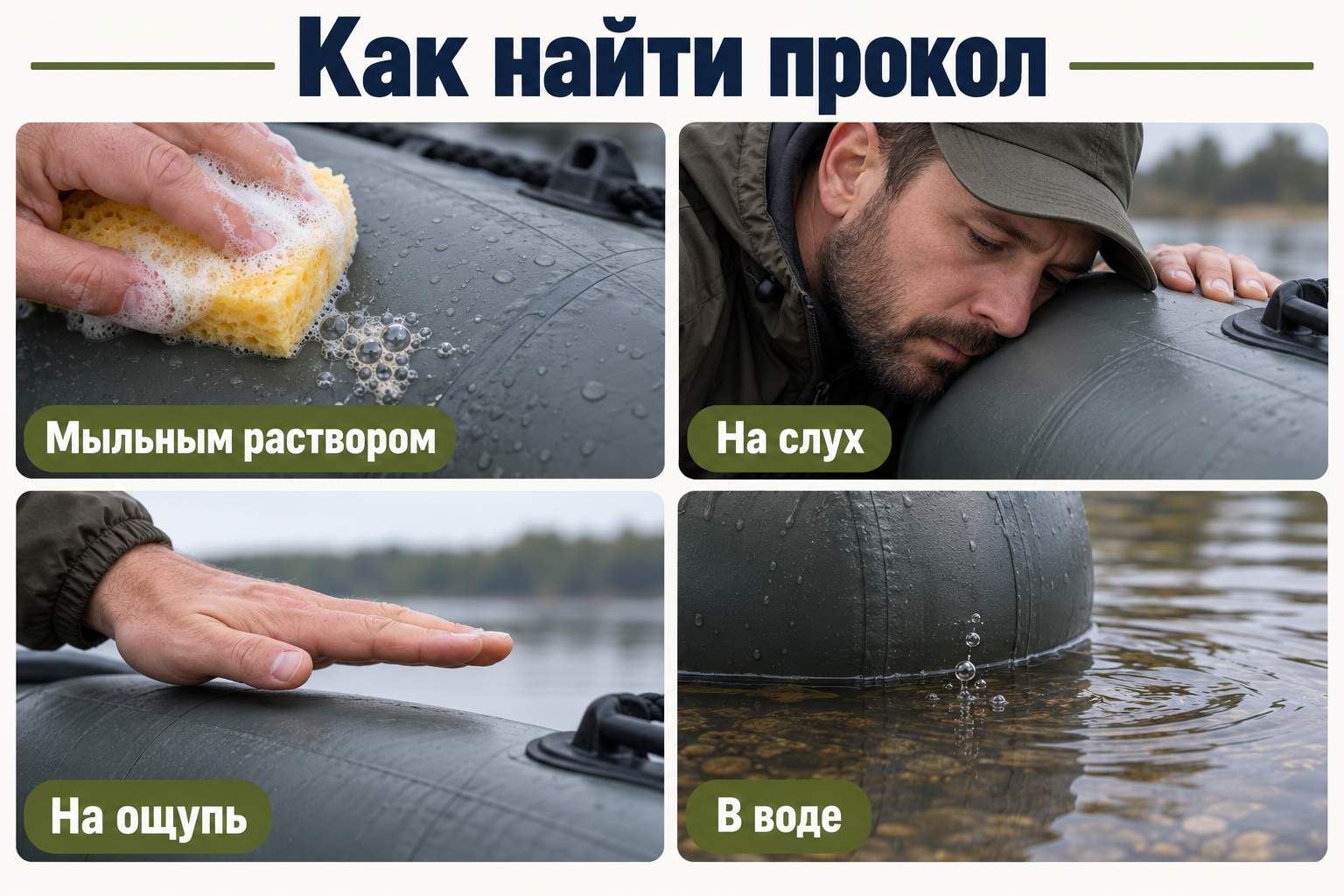 Четыре способа найти прокол в лодке ПВХ